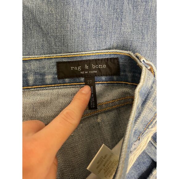 Rag & Bone Straight Leg Jean in Shaker Wash Distressed Raw Hem size 27 - Picture 2 of 6